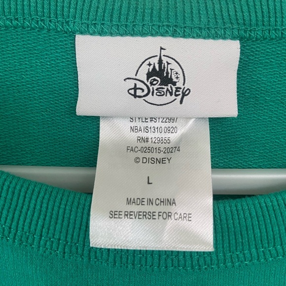 Disneyland Minnie Mouse Green Holiday Ornaments Pullover Top Sz Large Kids - Picture 3 of 9